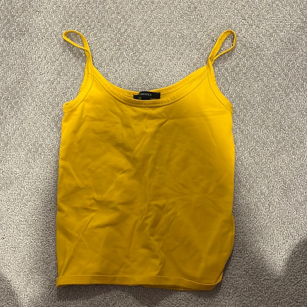 Spaghetti strap yellow tank top